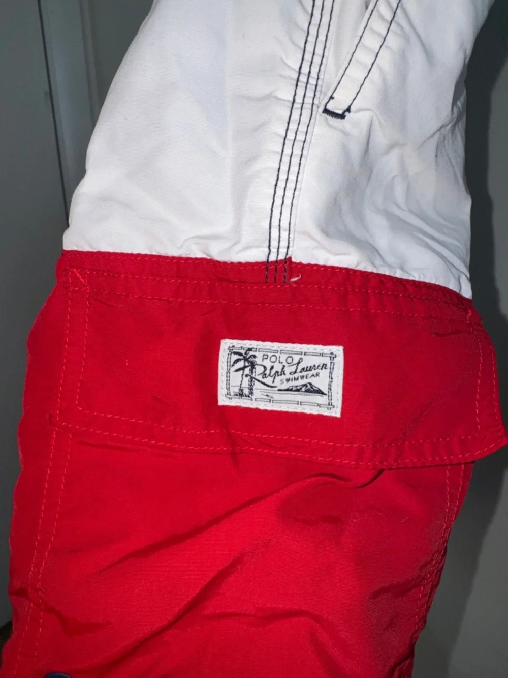 Polo by Ralph Lauren Red, White & Navy Horizontal Stripe Swim Trunks 2for$40